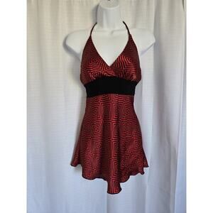 Celine By Champion Vtg Y2k Babydoll Halter Top Small Red Cybercore Rockabilly